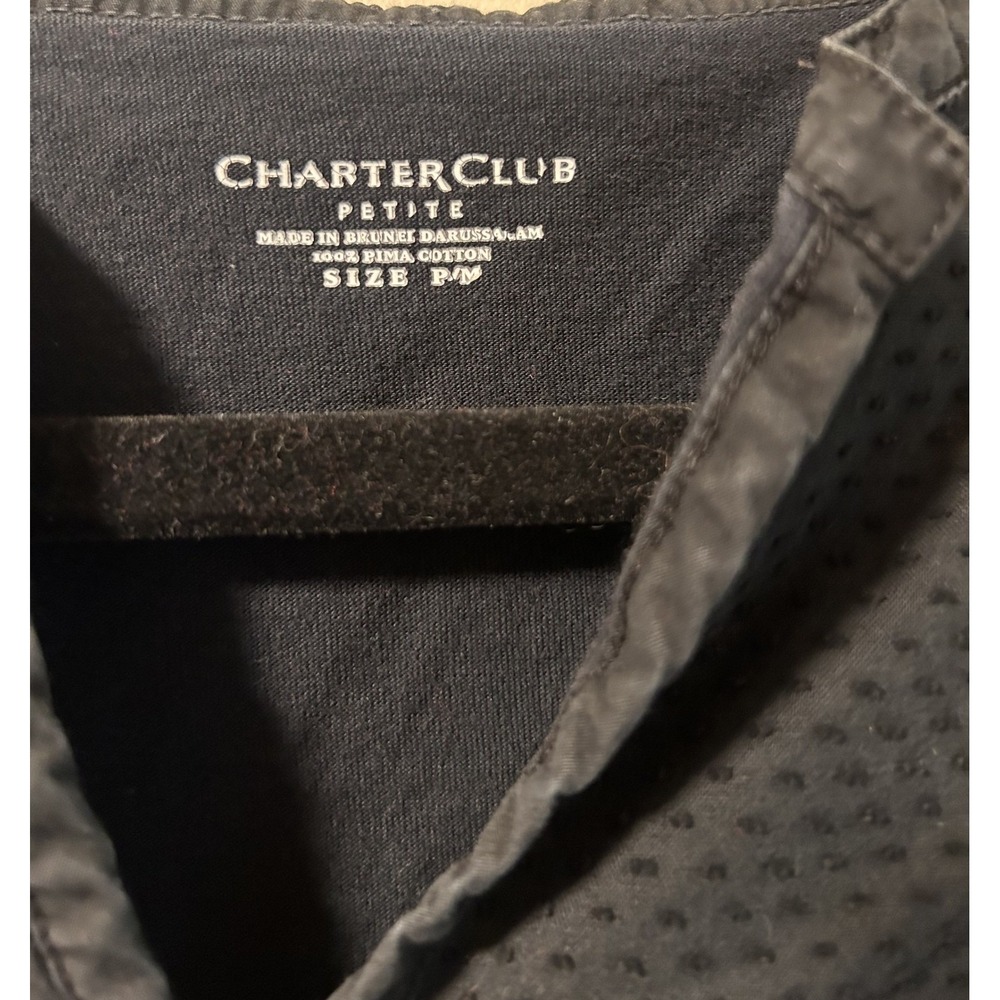 Charter Club Womens Top Black Henley M Petite Casual Cotton Minimalist Capsule - Picture 5 of 6